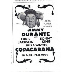 Copacabana Jimmy Durante Eddie Jackson Sonny King Advert 1950s Vintage Print Ad